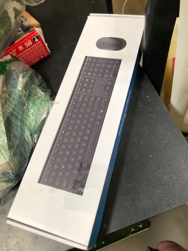 Photo 1 of Wireless Keyboard and Mouse Combo, Rechargeable, Ergonomic, Full-Size with Number Pad, 2.4GHz USB Aluminum for Windows, Laptop, PC, Desktop -White Silver