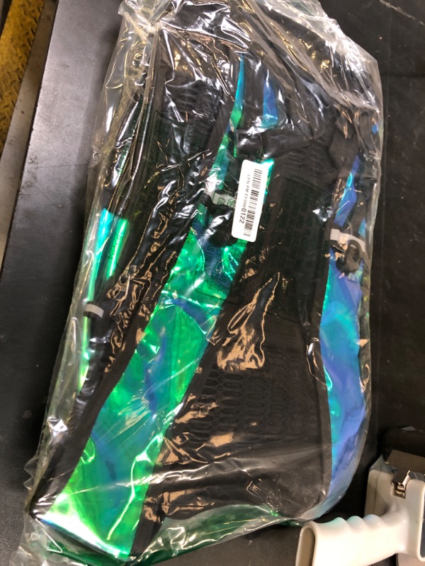 Photo 1 of Hydration Backpack Pack with Cool Lights, 2L Water Bladder, Lightweight Bag for Running, Hiking, Bike, Climbing, Music Festival Essential, and Rave (Holographic-Green)