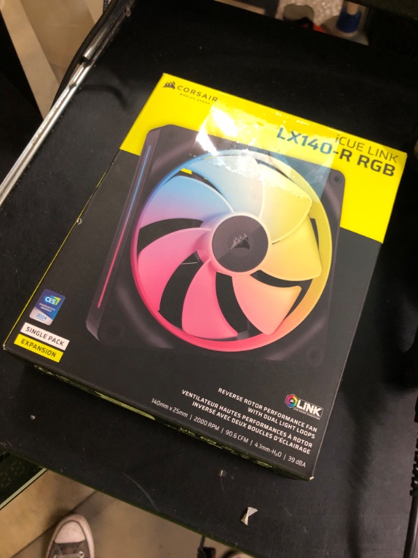 Photo 1 of CORSAIR iCUE Link LX140-R RGB 140mm PWM Reverse Fan – Single Fan – Low-Noise, Magnetic Dome Bearing, Dual Light Loops, CORSAIR QuikTurn Screws, Zero RPM Mode – Black