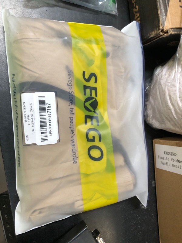 Photo 1 of SEVEGO Womens Hiking Pants Tall Inseam 36" Athletic Cargo Pants Lightweight 4 Zipper Pockets Water Resistant Elastic Waist, Khaki, M