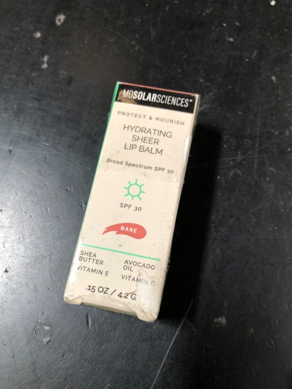 Photo 1 of MDSolarSciences Hydrating Sheer Lip Balm SPF 30 | Moisturizing Tinted Lip Care with Shea Butter, Avocado & Olive Oils | Broad-Spectrum | 7 Sheer, Buildable Shades | Vegan & Gluten-Free | Bare (.15 Oz)