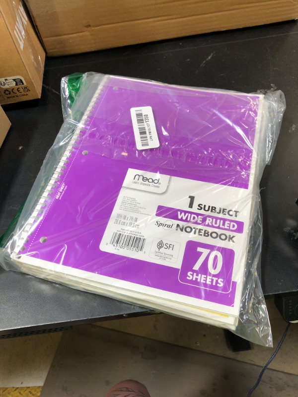 Photo 1 of Mead Spiral Notebooks, 6 Pack, 1 Subject, Wide Ruled Paper, 7-1/2" x 10-1/2", 70 Sheets per Notebook, Color Will Vary (73063)