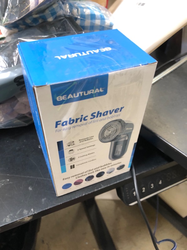 Photo 1 of BEAUTURAL Fabric Shaver and Lint Remover, Sweater Defuzzer with 2-Speeds, 2 Replaceable Stainless Steel Blades, Battery Operated, Remove Clothes Fuzz, Lint Balls, Pills, Bobbles Gray
