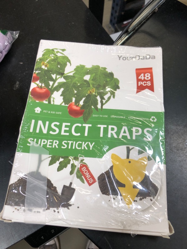Photo 1 of 48 Pcs 4 Shapes Yellow Extremely Sticky Traps for Fungus Gnat, Fruit Fly, Fly, Whitefly, Flying Insect Catcher Traps for Houseplants, Kitchen, Indoor/Outdoor, Non-Toxic, Odorless, Pet & Kid Safe