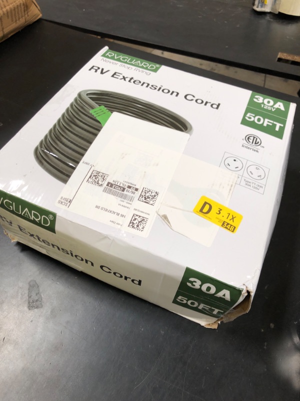 Photo 1 of RVGUARD 30 Amp 50 Foot RV Extension Cord, Heavy Duty 10/3 Gauge STW Cord with LED Power Indicator and Cord Organizer, TT-30P/R Standard Plug, Green, ETL Listed