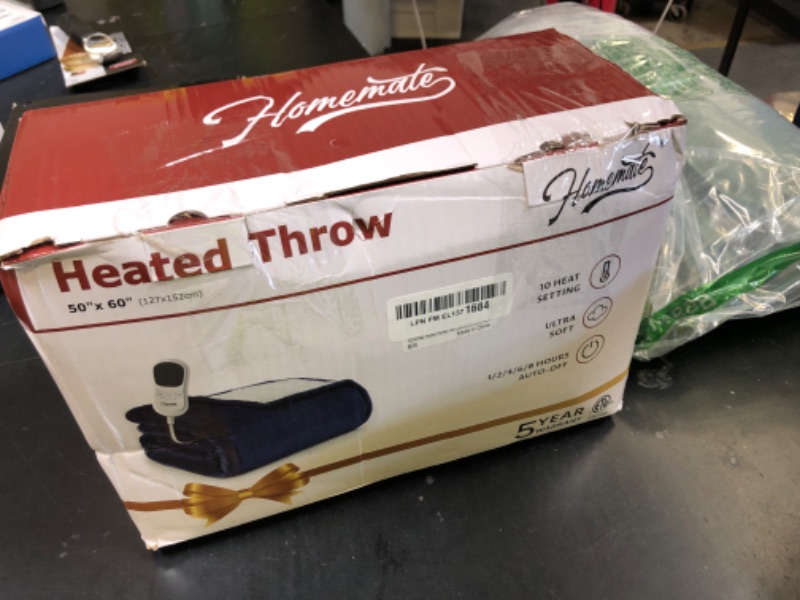 Photo 1 of Homemate Heated Blanket Electric Throw - 50"x60" Heating Blanket Throw 1/2/4/6/8 Hours Auto-Off 10 Heat Level Over-Heat Protection Flannel Sherpa Electric ETL Certification