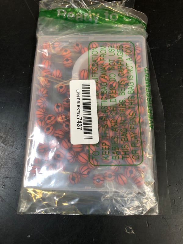 Photo 1 of 100pcs Basketball Beads with 5.5 Yard Elastic Rope,Acrylic Sports Beads DIY Spacer Bead for Necklace Bracelet Keychains Handmade Jewelry Making Accessories Craft Supplies,12mm(Basketball)