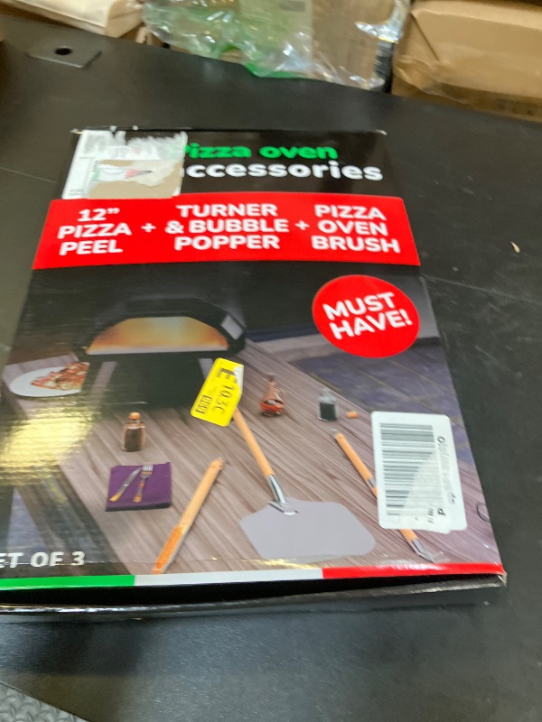 Photo 1 of Senwosa Pizza Oven Accessories Set - 3 Piece Pizza Making Kit with Pizza Peel, Pizza Oven & Stone Brush with Scraper, Turning Fork & Bubble Popper - Tools for Indoor Outdoor Brick Wood Gas Ovens