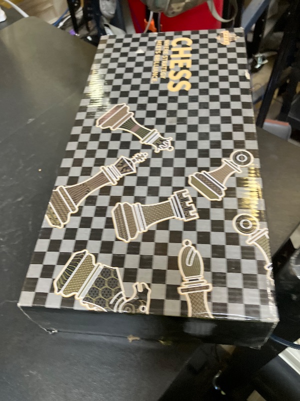 Photo 1 of Vintage Figurine Metal Chess Set for Adults and Kids – Wooden Chess Board with Metal Chess Pieces Travel Chess Set with Metal Chessmen – Collectible Elegant Chess Game – Family Vintage Board Game