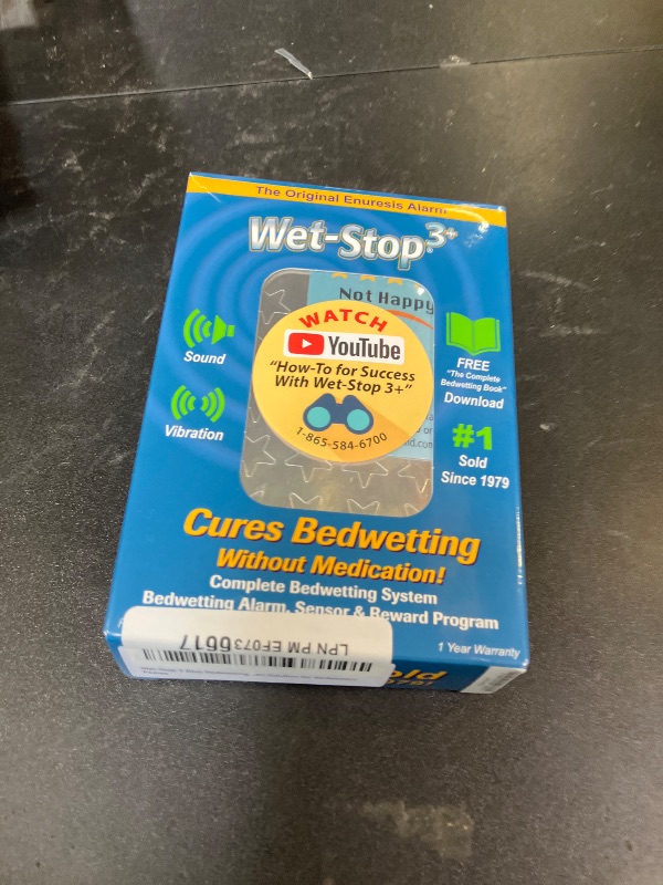 Photo 1 of Wet-Stop 3 Blue Bedwetting Enuresis Alarm with Loud Sound and Strong Vibration for Boys or Girls, Proven Solution for Bedwetters