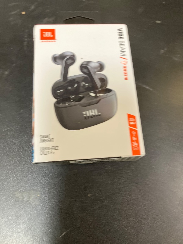 Photo 1 of JBL Vibe Beam - True Wireless JBL Deep Bass Sound Earbuds, Bluetooth 5.2, Water & Dust Resistant, Hands-free call with VoiceAware, Up to 32 hours of battery life (Black)