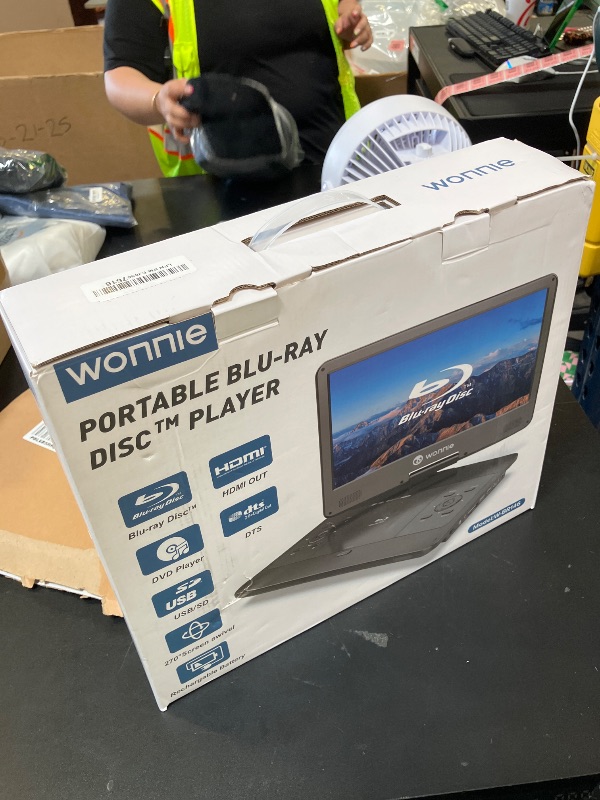 Photo 1 of WONNIE 16.9" Portable Blu ray DVD Player with 14.1" 1080P HD Swivel Screen, 4-Hour Rechargeable Battery, Supports HDMI Output, Surround Audio, Last Memory, USB/SD Card, AV in