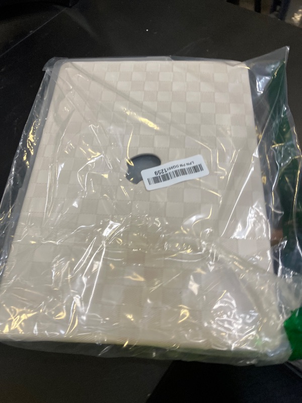 Photo 1 of BYCeKe Compatible with MacBook Pro 14 inch Case 2024-2021 M4 M3 M2 M1 A3112 A3185 A3401 A2918 A2992 A2779 A2442,Checkered Textured Cream Leather Hard Shell Case & Keyboard Cover for Mac Pro 14,Beige