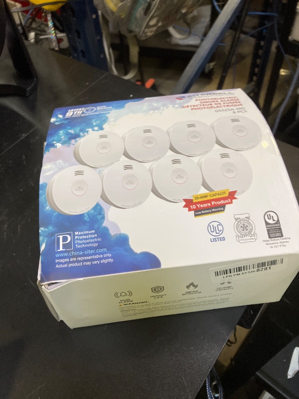 Photo 1 of Siterlink  Detectors 10 Year Battery Operated,UL217-9th Listed Smoke Alarm with Test-Silence Button,Photoelectric Sensor Fire Alarms Smoke Detectors with LED Lights for Home, GS525A (8 Pack)
