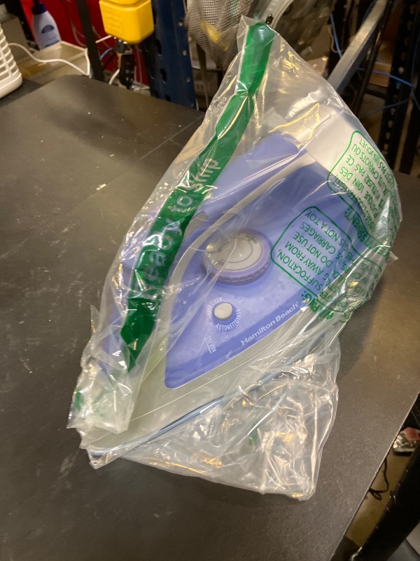 Photo 1 of Hamilton Beach Steam Iron & Vertical Steamer for Clothes with Scratch-Resistant Durathon Soleplate, 8' Retractable Cord, 3-Way Auto Shutoff, Anti-Drip, 1500 Watts, Blue