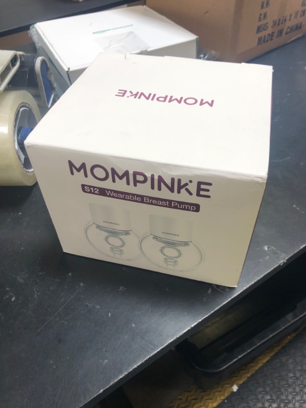 Photo 1 of Wearable Breast Pump S12, Wearable Breastfeeding Pump with 2 Modes & 9 Levels, Electric Portable Breast Pump by MOMPINKE, 24mm, 2 Pack, White