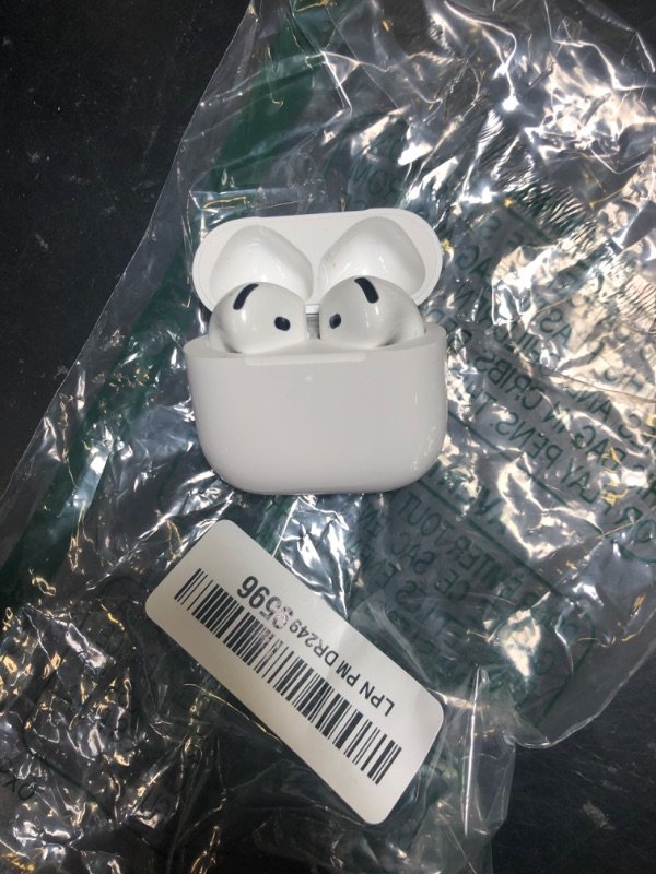 Photo 1 of Apple AirPods 4 Wireless Earbuds, Bluetooth Headphones, Personalized Spatial Audio, Sweat and Water Resistant, USB-C Charging Case, H2 Chip, Up to 30 Hours of Battery Life, Effortless Setup for iPhone