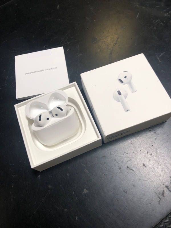 Photo 1 of Apple AirPods 4 Wireless Earbuds, Bluetooth Headphones, with Active Noise Cancellation, Adaptive Audio, Transparency Mode, Personalized Spatial Audio, USB-C Charging Case, Wireless Charging, H2 Chip