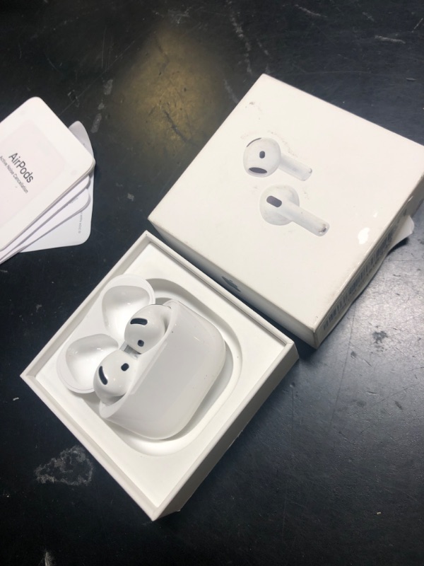 Photo 1 of Apple AirPods 4 Wireless Earbuds, Bluetooth Headphones, with Active Noise Cancellation, Adaptive Audio, Transparency Mode, Personalized Spatial Audio, USB-C Charging Case, Wireless Charging, H2 Chip