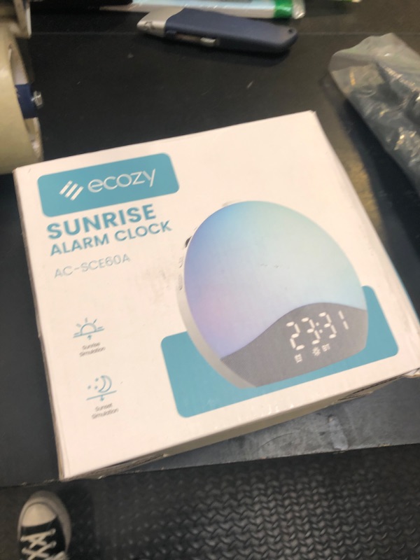 Photo 1 of ecozy Sunrise Alarm Clock, White Noise Sound Machine, Upgraded Backlit Buttons for Bedrooms, 26 Soothing Sounds, 17 Night Lights, Bluetooth Speaker, Wake Up Sunlight for Heavy Sleepers, Adults, Kids