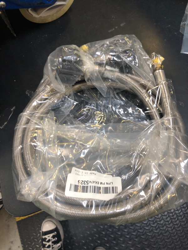 Photo 1 of JEASOM GGC 4 FT Stainless Braided RV Propane Pigtail Hose QCC1 Connector with 1/4'' Inverted Male Flare (2PCS)