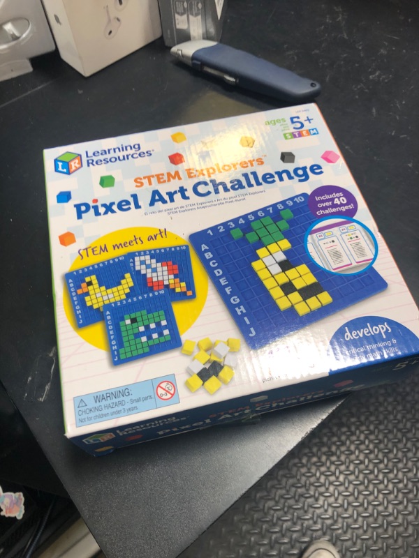 Photo 1 of Learning Resources STEM Explorers Pixel Art Challenge - Math Puzzles, Pattern Blocks, Creativity for Kids Sensory Bin, Arts and Crafts, Math Manipulatives, Building Toys, Montessori