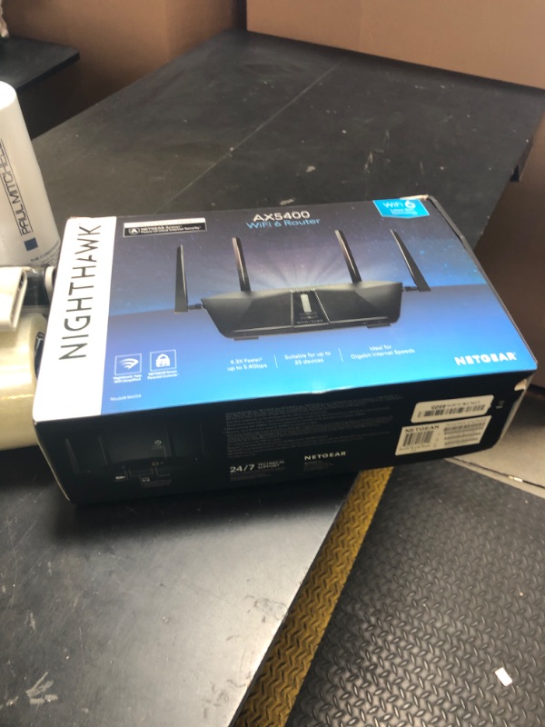 Photo 1 of NETGEAR Nighthawk 6-Stream Dual-Band WiFi 6 Router (RAX54S) – Security Features, AX5400 Wireless Speed, Up to 5.4 Gbps, Covers up to 2,500 sq. ft., 25 Devices - 1-Year Armor Subscription Included