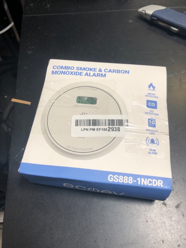 Photo 1 of And Carbon Monoxide Detector Combo 10 Year Battery, Dual Sensor Smoke Alarm Carbon Monoxide Detector with LCD Display for Home, 1 Pack