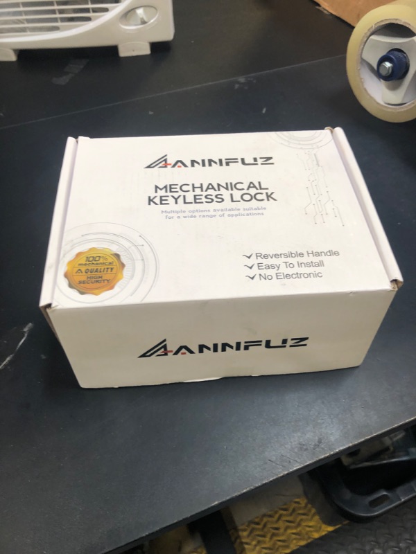 Photo 1 of ANNFUZ Mechanical Keyless Door Lock with Handle, Keypad Front Door Lever Set with Bolt, Code Door Locks with Keypad,Gate Lock for Warehouse,Single-Side, No Electronic (Matte. Black)
