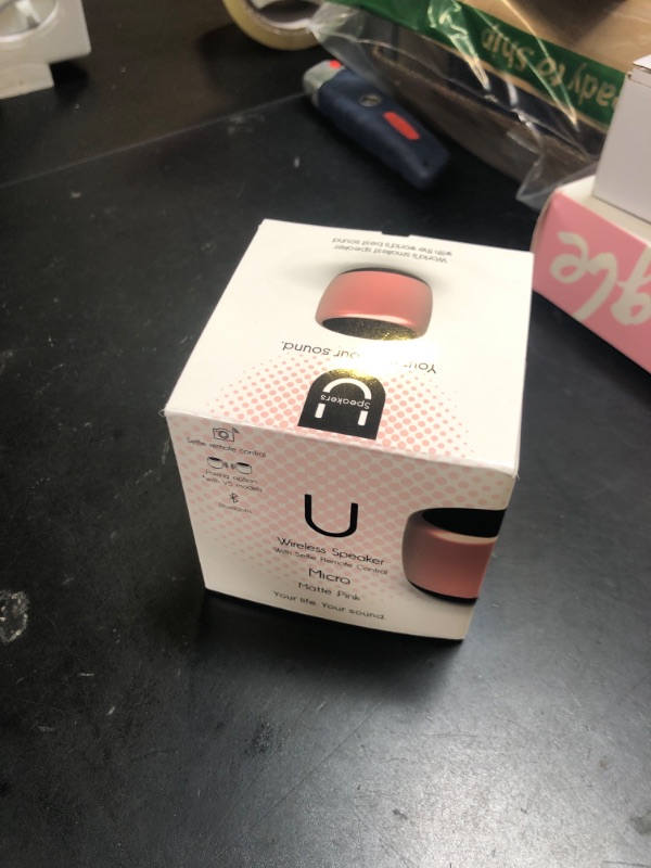 Photo 1 of Fashionit U Micro Speaker | Coin-Sized Portable Wireless Bluetooth 5.0 with Built-in Mic & Remote Shutter | Perfect Little Speaker for Home, Parties, Activities! Tiny Device, Rich Sound | Pink