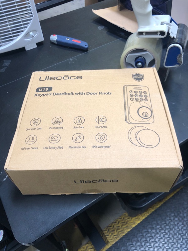 Photo 1 of Ulecoce Keyless Entry Door Lock Deadbolt with Handle Set, Door Locks for Front Door, Keypad Door Lock with Handle, Smart Door Knob, Auto Locking, Installation Guide, Black