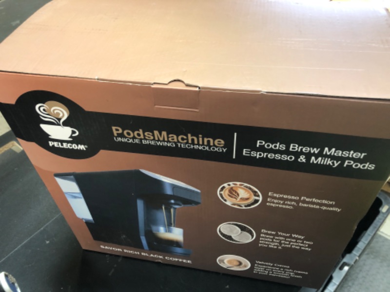 Photo 1 of PeleCafe Coffee Machine Compatible with Senseo Pods, Fast Brewing Rich Flavor Extraction Space Saving Sleek Modern Barista Quality Taste, Crema Layer on Top