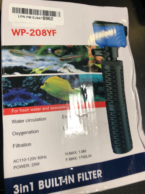 Photo 1 of Aulofee Aquarium Filter, 50-150 Gallon Fish Tank Filter, 450GPH Internal Turtle Tank Filter for Large Fish Tanks, Submersible Whisper Filter, Saltwater & Freshwater