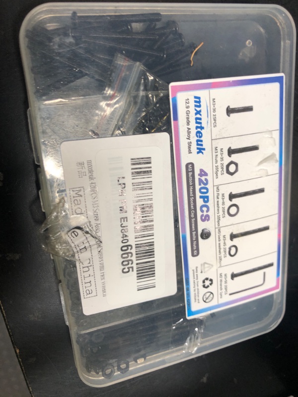 Photo 1 of mxuteuk 420PCS M3 Screws,M3x30/35/40/45/50mm Button Head Socket Cap Screws Bolts Nuts Kit,10.9 Grade Alloy Steel M3 Bolts with Hex Wrench