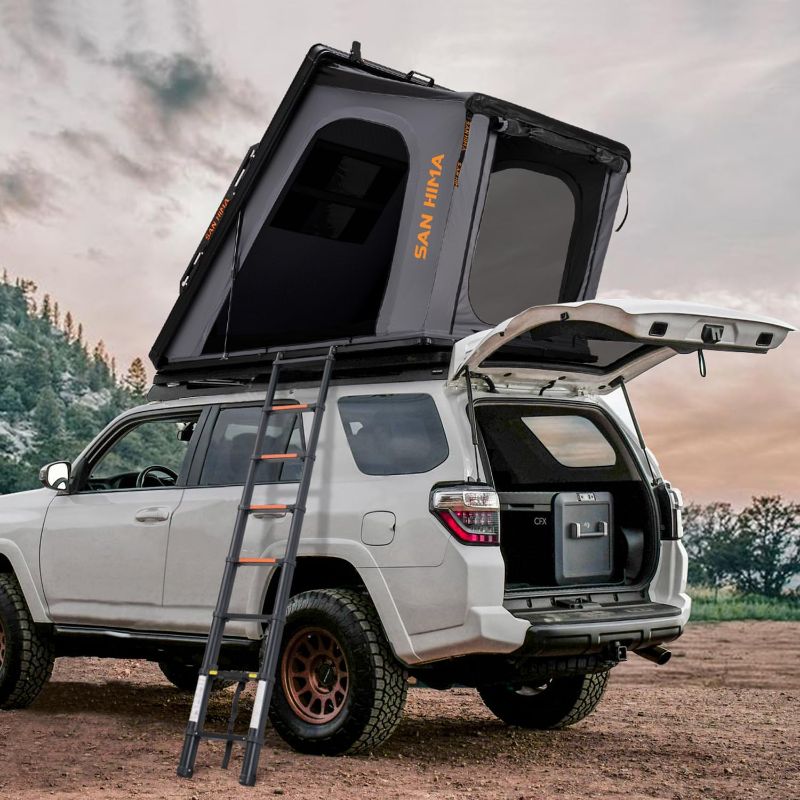 Photo 1 of Sanhima Rooftop Tent Hard Shell - Hotham Overland Aluminium Roof Top Tent w/Larger Space, LED Strip Light & Skyview Window, 2” Thick Mattress, for Car SUV Truck Camping, 2-3 People Tent
