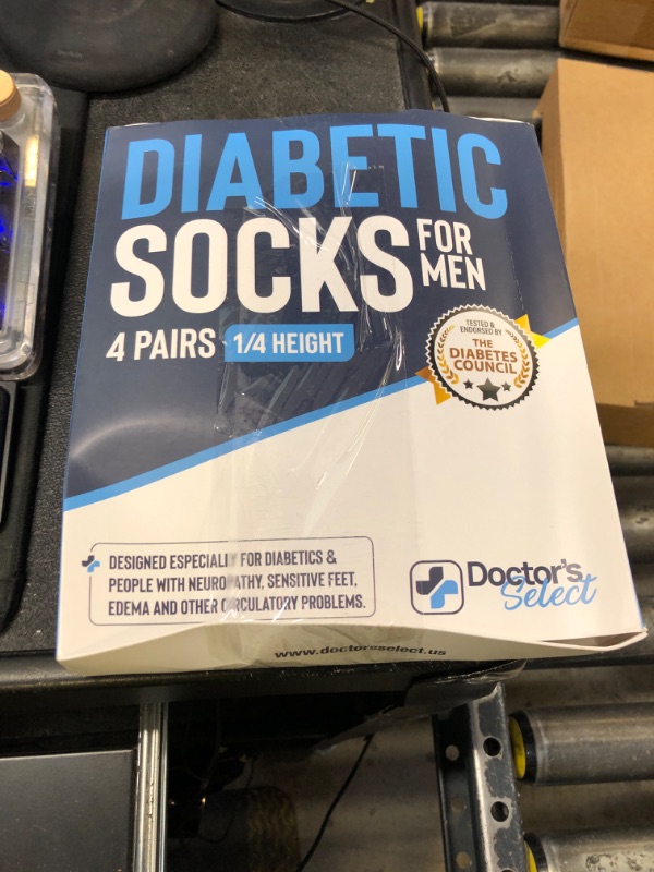 Photo 1 of Doctor's Select Diabetic Socks for Men - 4 Pairs Diabetic Ankle Socks for Men | Black, Gray, Beige, Navy | Non Binding Diabetic Socks for Men 9-12 | Neuropathy Socks for Men