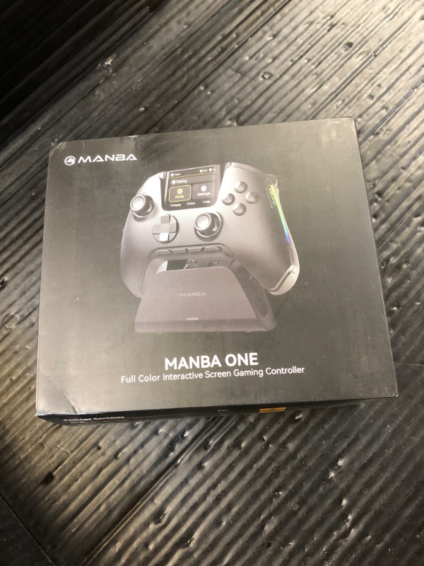 Photo 1 of ManbaOne Interactive Screen Wireless Gaming Controller for PC/Switch/Switch 2/iOS/Android,Hall Effect Stick & Trigger,RGB Lighting,Remappable Buttons,1800mAh with Charging Dock (Black)