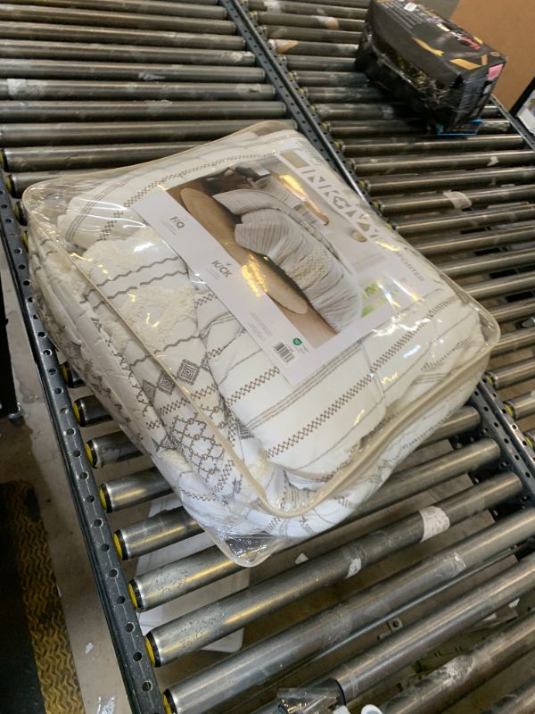 Photo 1 of INK+IVY Comforter for King Size Bed, Chenille Tufted, Breathable Cotton Comforter Set King, All Season Modern Boho Comforter with Farmhouse Bedding Flare, 2 Matching Shams, King Ivory 3 Piece