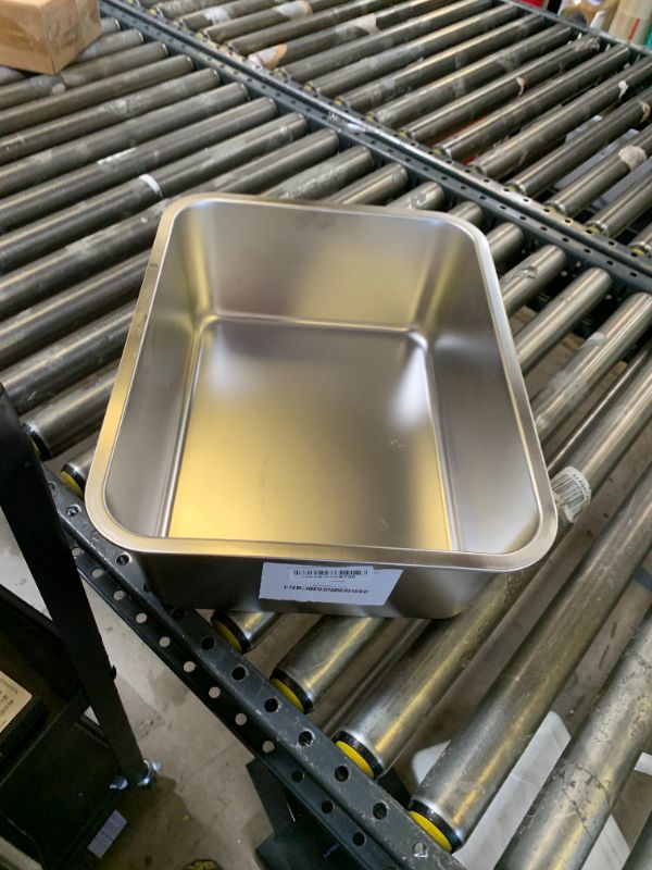 Photo 1 of Holintan Stainless Steel Litter Box, 18"x14"x6"(Height) Medium Metal Cat Litter Box Easy Clean, Non Stick Litterbox No Smell for Cats or Kitty, Rabbits