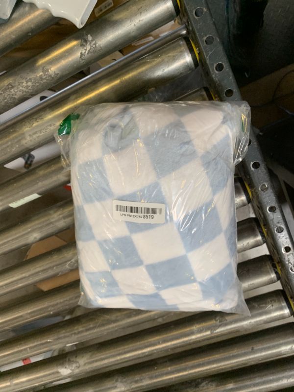 Photo 1 of Edenleaf Checkered Blanket Flannel Throw Blankets Soft Cozy Checkered Grid Print Chessboard Gingham Pattern Throws for Bed Sofa Couch for All Seasons, 50x60 Inch, Blue