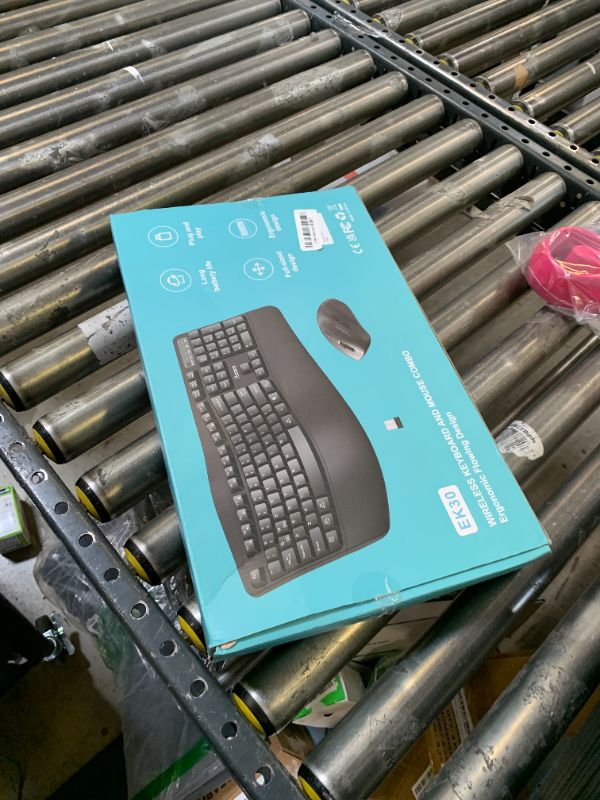 Photo 1 of Wireless Keyboard and Mouse Combo,2.4G Full Size Wave Keys Ergonomic Keyboard with Wrist Rest for Natural Typing, 3 DPI Adjustable Ergonomic Silent Mouse for Computer/Laptop/Windows/Mac (Black)