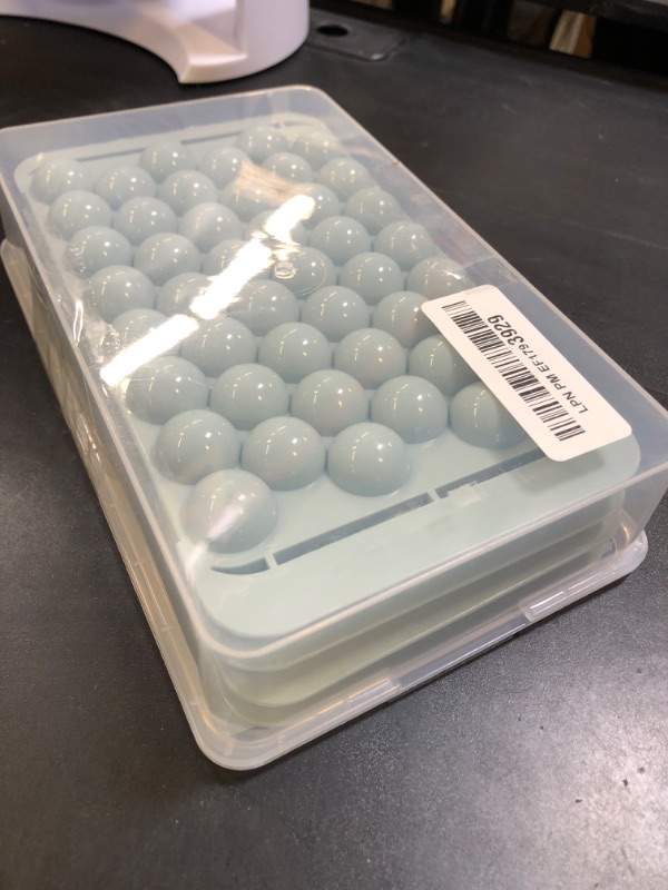 Photo 1 of WIBIMEN Ice Cube Tray with Lid and Bin - Round Ice Trays for Freezer with Lid - Ice Cube Trays for Freezer with Ice Container (0.8"-2PACK Blue)