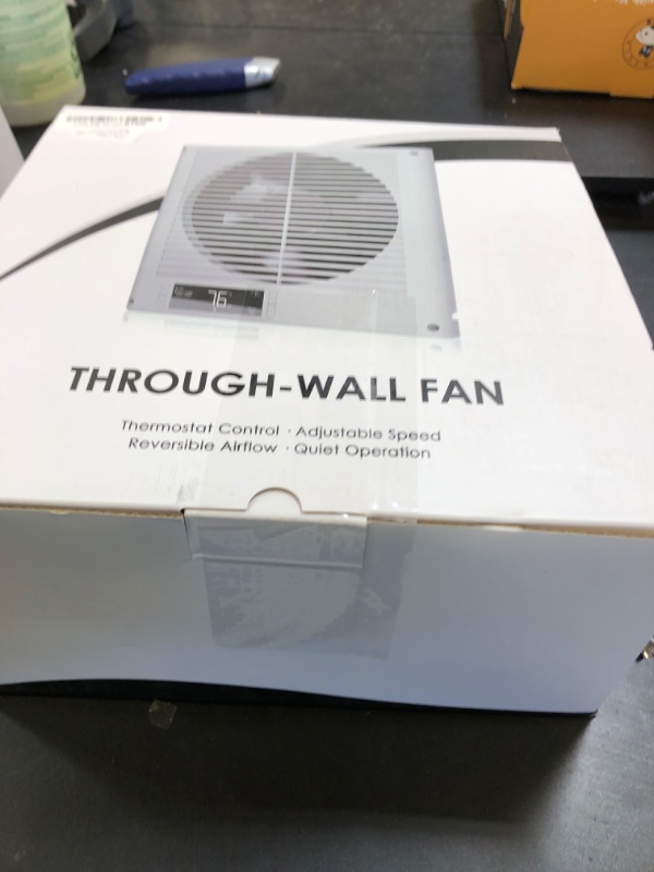 Photo 1 of Feeligivin Room to Room Air Vent Fan 8” Two-Way Airflow Through Wall with Temperature and Timer Setting In-Wall Vent Fan