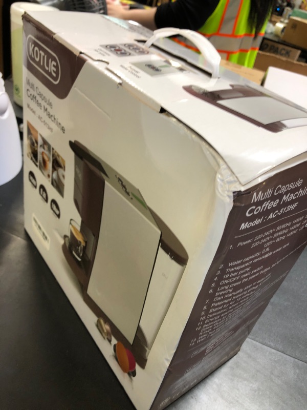Photo 1 of KOTLIE 5in1 Espresso Machine, Single Serve Coffee Maker for NES* Original/KEU* K*cup/D*olce G*usto/Ground Coffee/illy 44mm ESE, Cold&Hot Brew, Level 7 watervolume, 19Bar, 1450W Coffee Machine