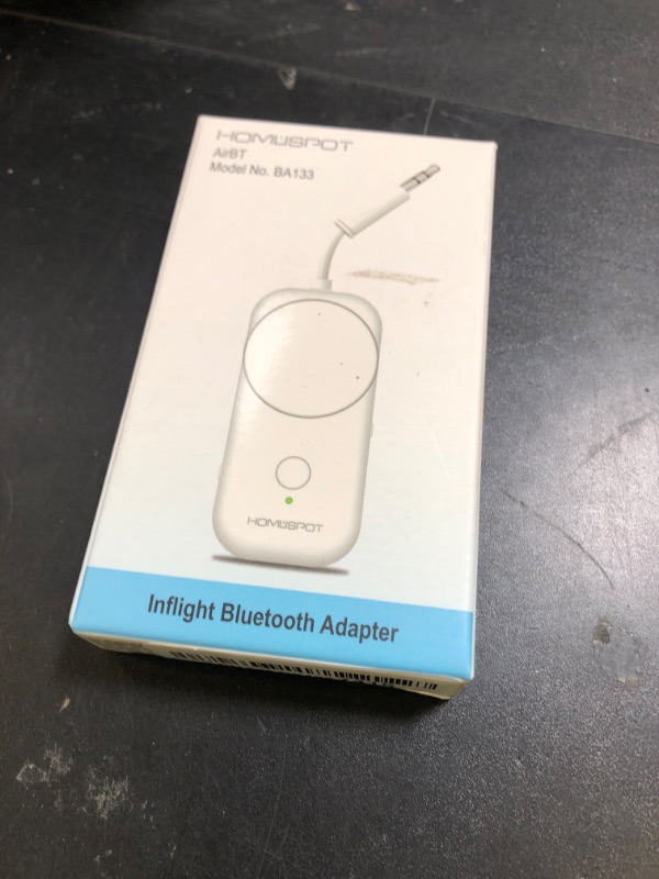 Photo 1 of HomeSpot Bluetooth 5.3 Airplane Adapter, Rotary Volume, aptX Low Latency & Adaptive, 25 Hrs, Use with Any 3.5mm Jack on Airplanes, TVs, Car, Gym, Ideal for AirPods, Headphones and More, White