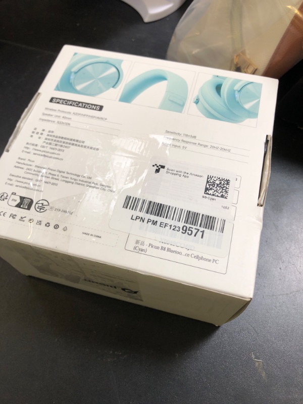 Photo 1 of Picun B8 Bluetooth Over Ear Headphones, 120H Playtime with 3 EQ Modes, Low Latency, Hands-Free Calls, Deep Bass for Travel, Home, Office & PC (Cyan)
