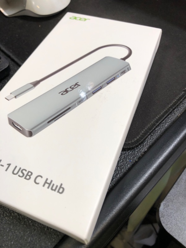 Photo 1 of Acer USB C Hub, 7 in 1 USB C to HDMI Splitter, 2 USBA 3.1 GEN1 and 5Gbps Type-C Data Port, Type C Adapter with 4K HDMI Port, PD 100W Charging, SD Card Reader, for Laptop, PC, Desktop and More