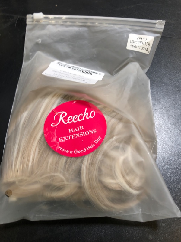 Photo 1 of REECHO Invisible Wire Hair Extensions with Thinner Softer Lace Weft (Dark Blonde with Highlights, 12 Inch (Pack of 1))