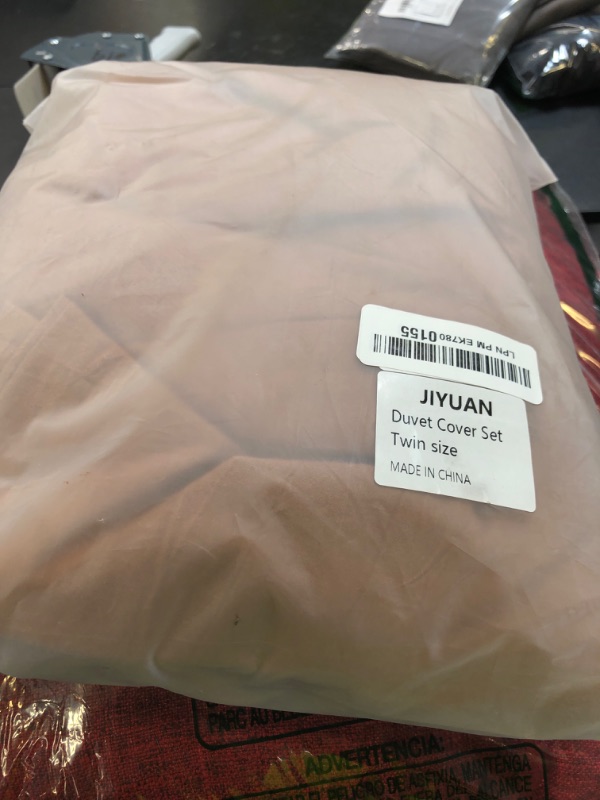 Photo 1 of JIYUAN 100% Washed Cotton Duvet Cover Set 2 Pieces Twin, 1 Duvet Cover 68x90 Inches(Comforter Not Included) and 1 Pillowcases,Linen Feel Bedding Set Comfy and Breathable,Burnt Orange