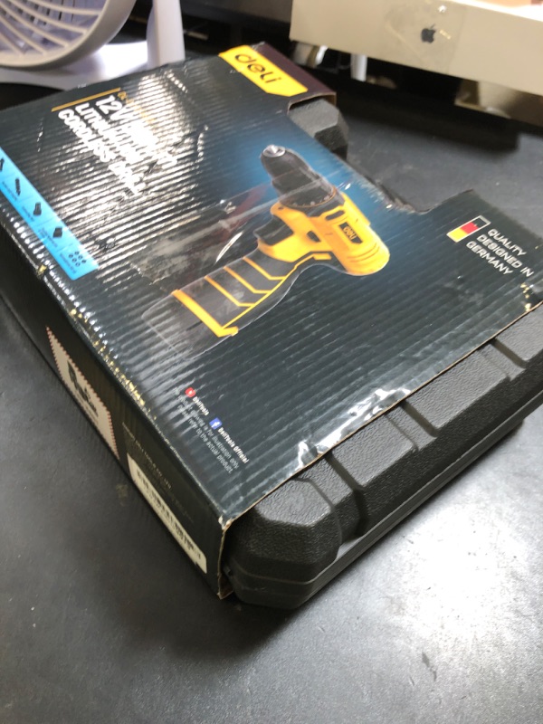 Photo 1 of DELI 12V Cordless Drill Set, 2.0Ah Battery with Charger, 3/8'' Keyless Chuck, 18+1 Torque Settings, Electric Mini Drill for Home Improvement